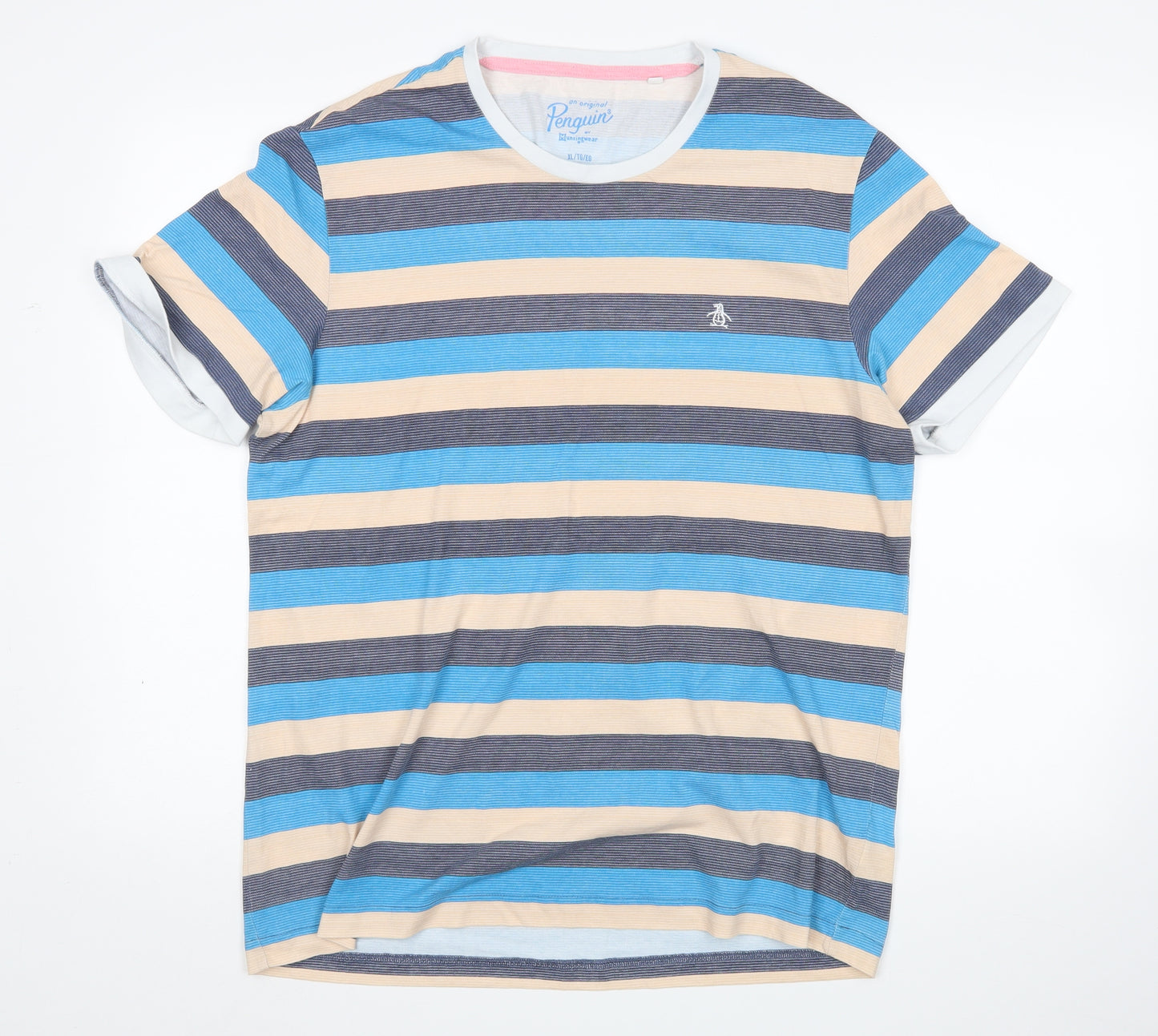 Penguin Mens Multicoloured Striped   T-Shirt Size XL