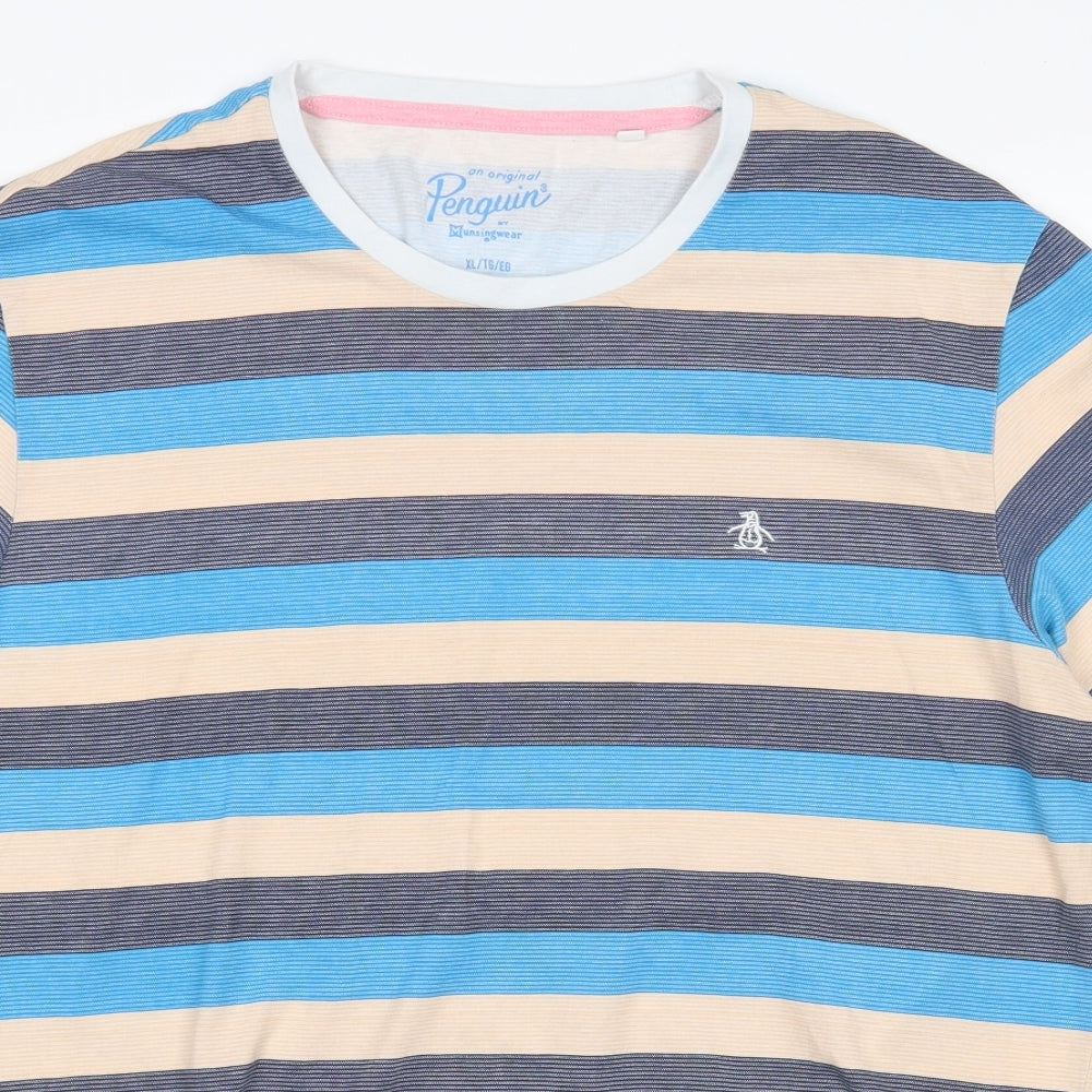 Penguin Mens Multicoloured Striped   T-Shirt Size XL