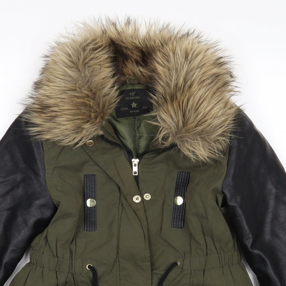 Y.D Girls Green   Overcoat Coat Size 8-9 Years