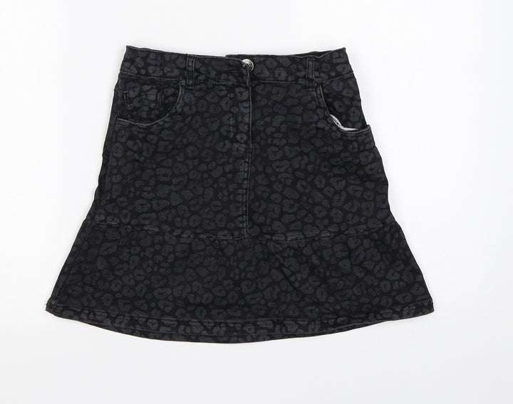 TU Girls Black Animal Print Straight & Pencil Skirt Size 9 Years
