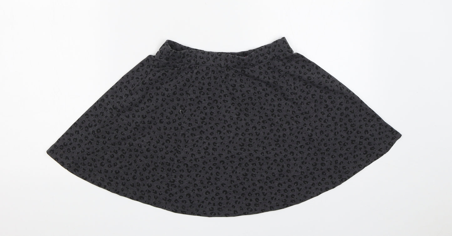 H&M Girls Grey Animal Print  Skater Skirt Size 9-10 Years