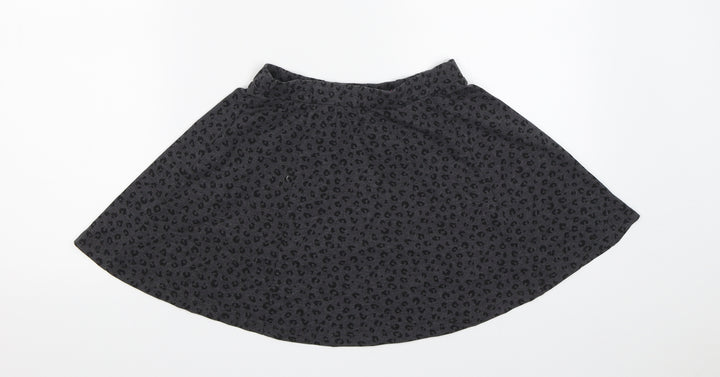 H&M Girls Grey Animal Print  Skater Skirt Size 9-10 Years