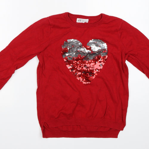 H&M Girls Red   Basic T-Shirt Size 9-10 Years