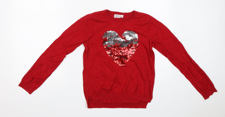 H&M Girls Red   Basic T-Shirt Size 9-10 Years