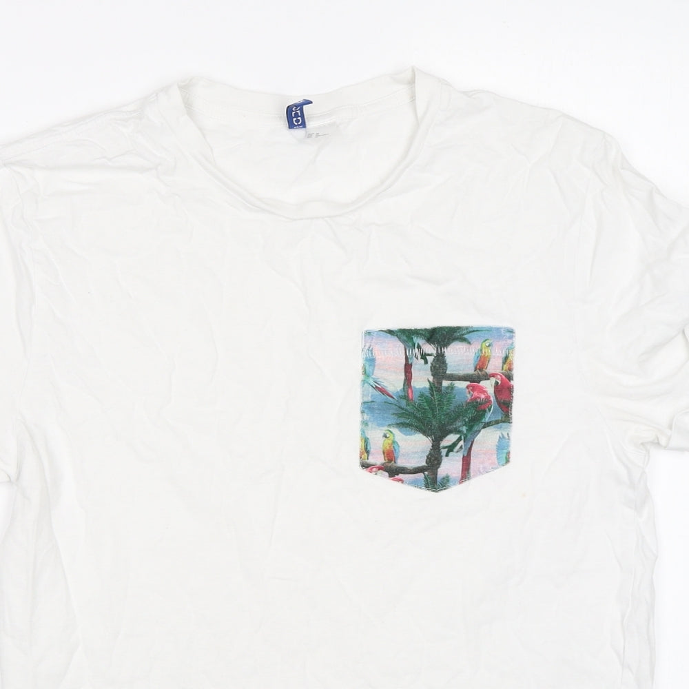 H&M Mens White    T-Shirt Size M