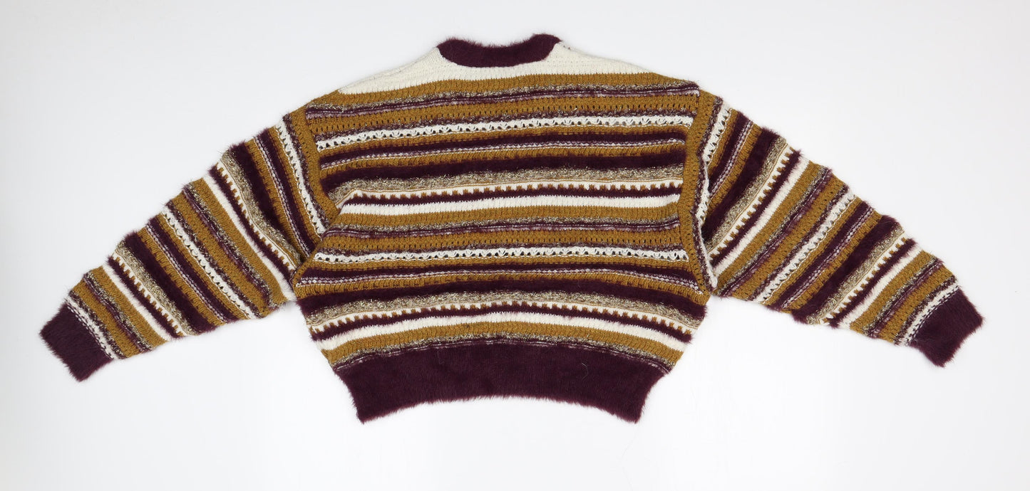 M&S Womens Multicoloured Striped  Pullover Jumper Size 14
