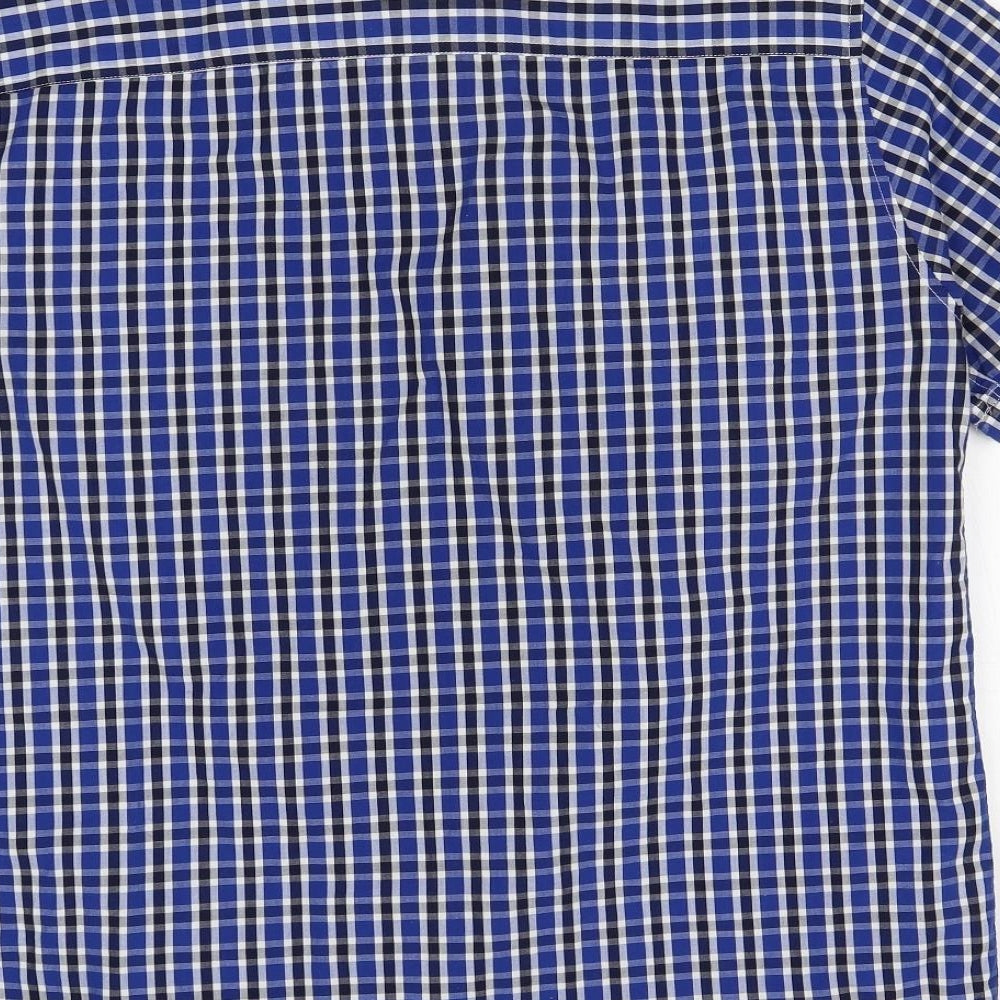KANGAROO POO Mens Blue Check   Button-Up Size L