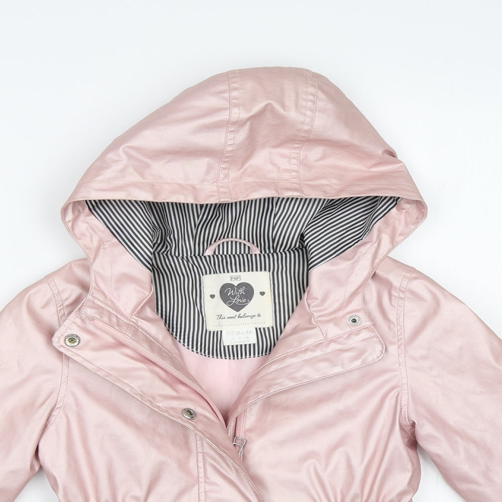 F&F Girls Pink   Overcoat Coat Size 7-8 Years