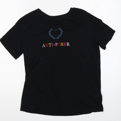 PULL & BEAR Womens Black   Basic T-Shirt Size S