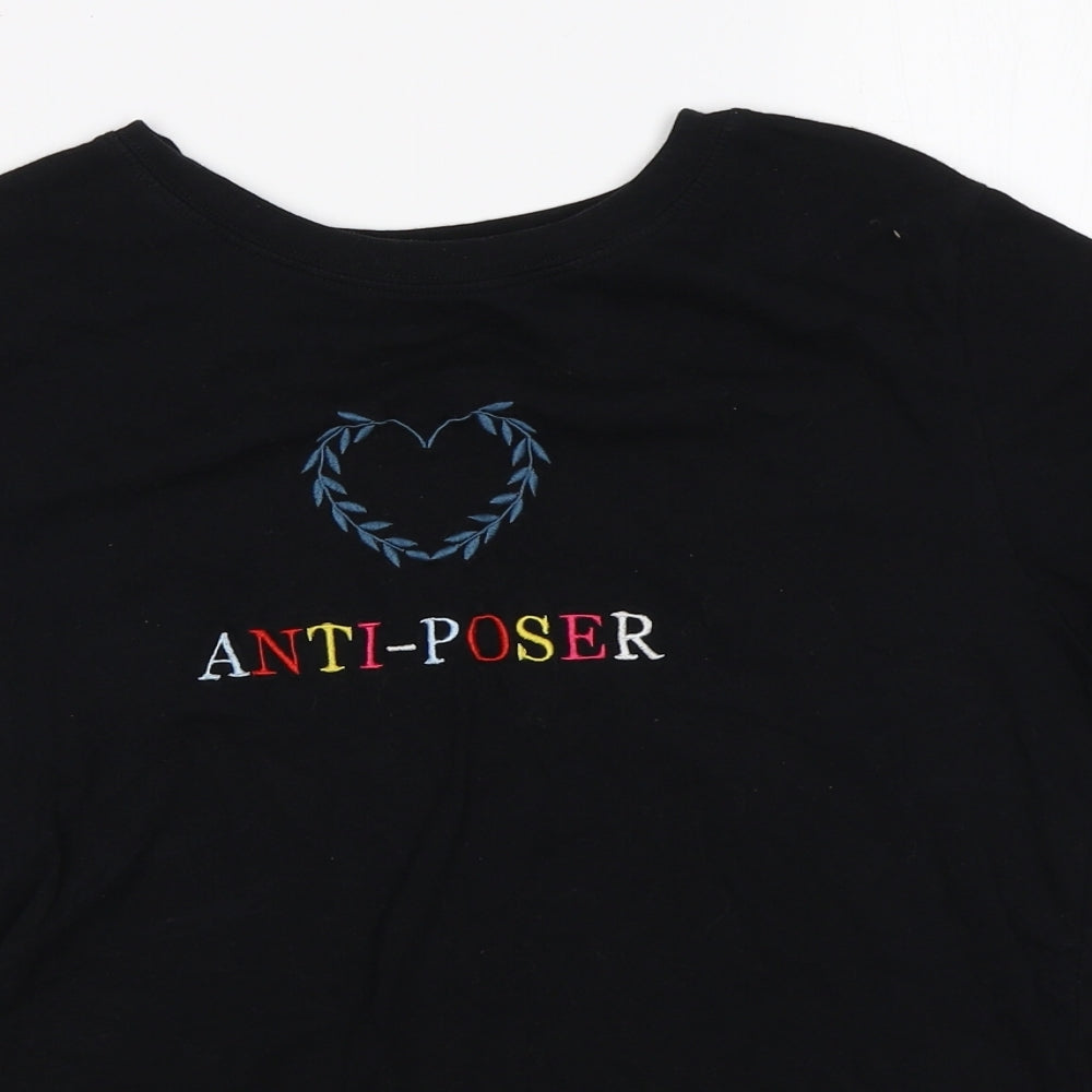 PULL & BEAR Womens Black   Basic T-Shirt Size S