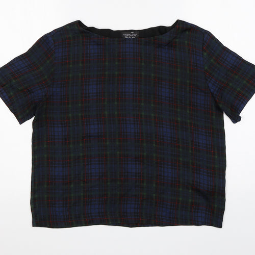 Topshop Womens Multicoloured Check  Basic T-Shirt Size 10
