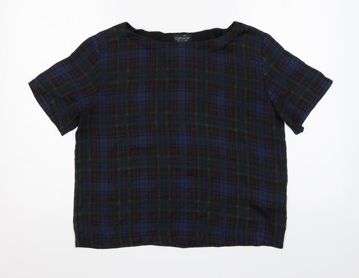 Topshop Womens Multicoloured Check Basic T-Shirt Size 10