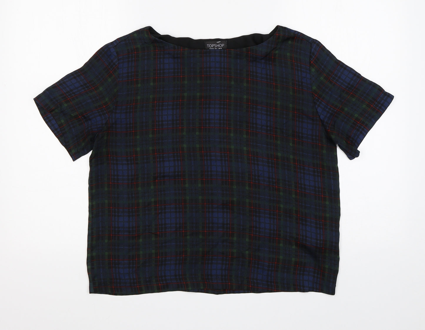 Topshop Womens Multicoloured Check  Basic T-Shirt Size 10