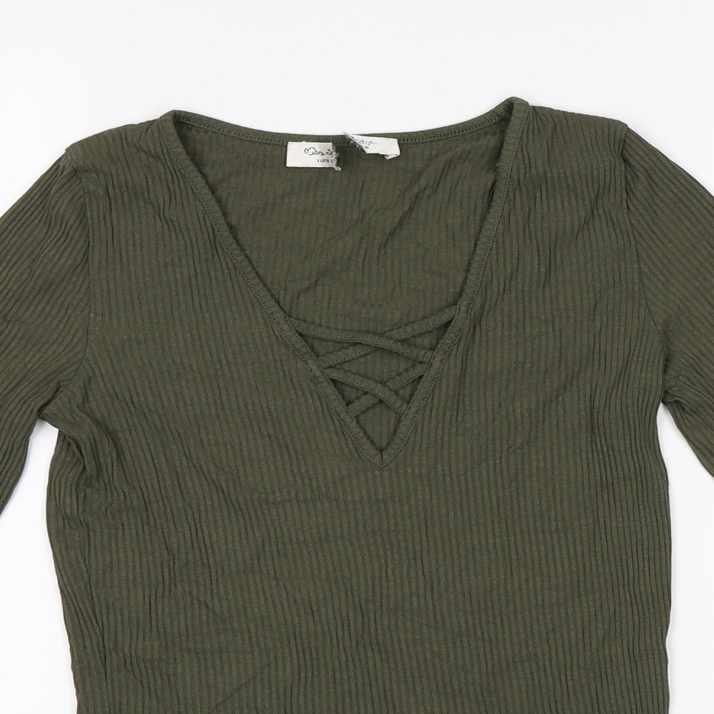Miss Selfridge Womens Green   Basic T-Shirt Size 10