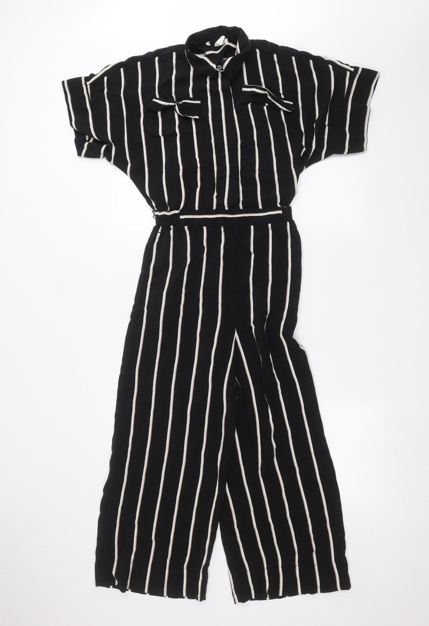 H&M Womens Black Striped  Jumpsuit One-Piece Size 8