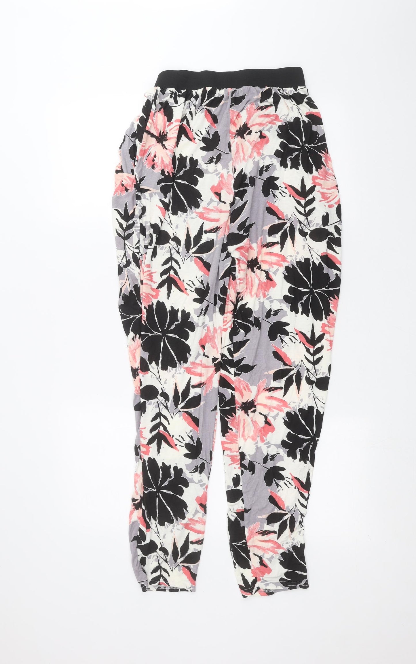 Nicole Womens White Floral  Trousers  Size M L26 in