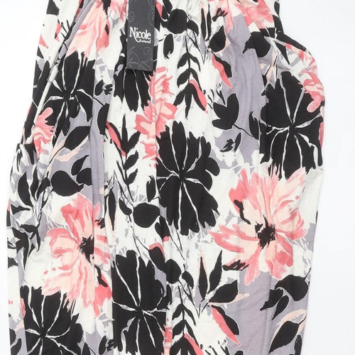 Nicole Womens White Floral  Trousers  Size M L26 in