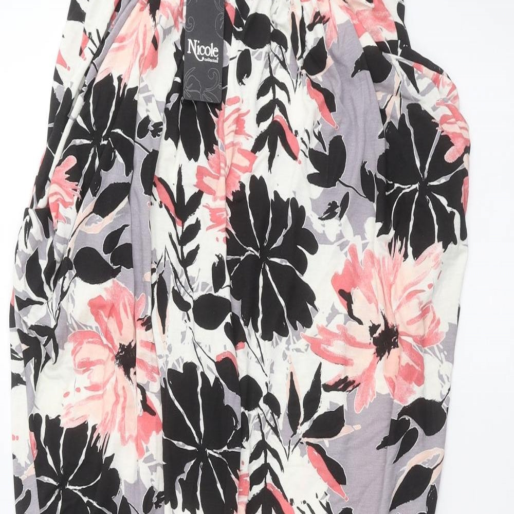 Nicole Womens White Floral  Trousers  Size M L26 in
