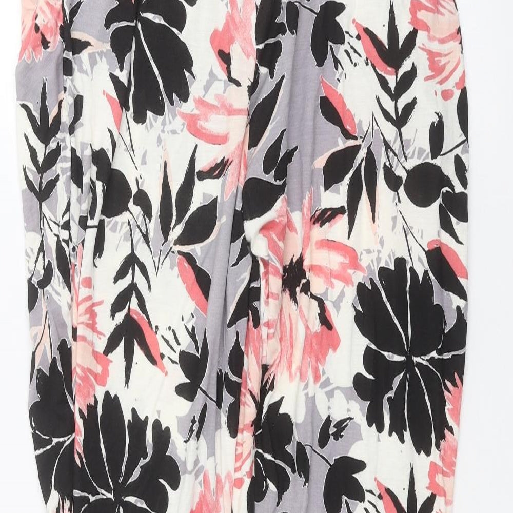 Nicole Womens White Floral  Trousers  Size M L26 in