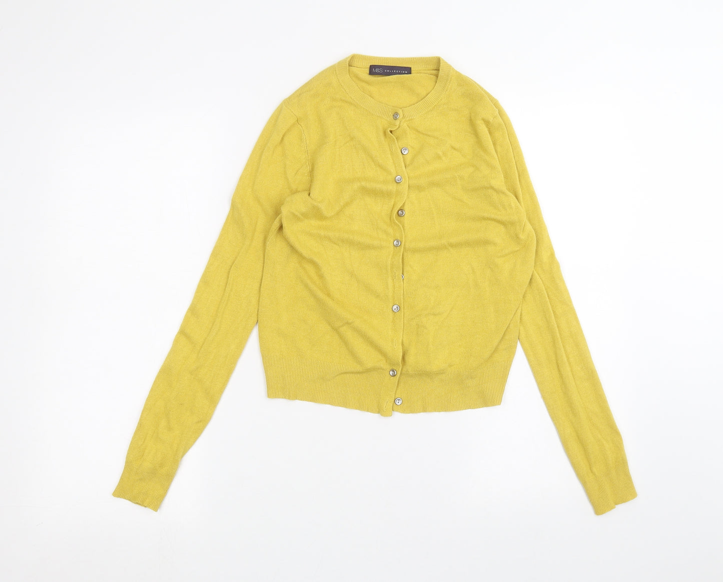 Marks and Spencer Womens Yellow   Cardigan Jumper Size 8