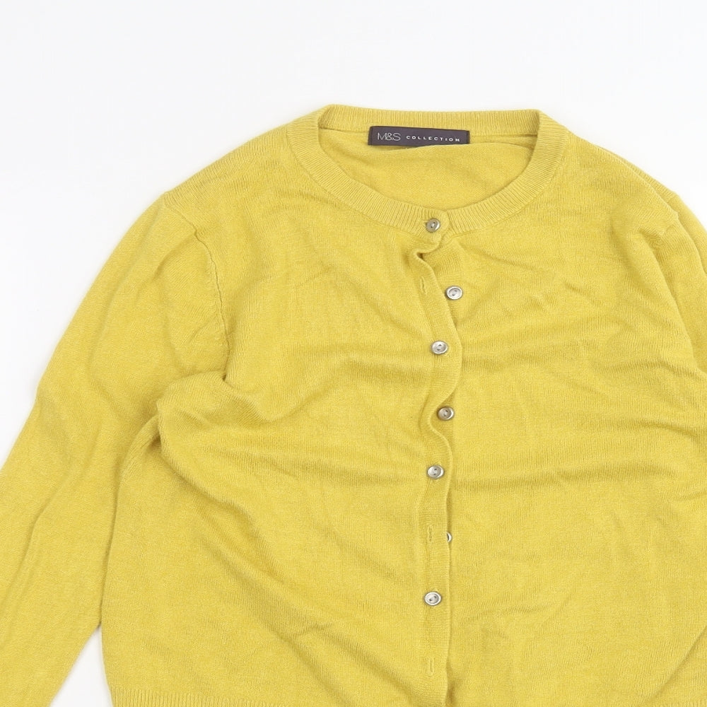 Marks and Spencer Womens Yellow   Cardigan Jumper Size 8