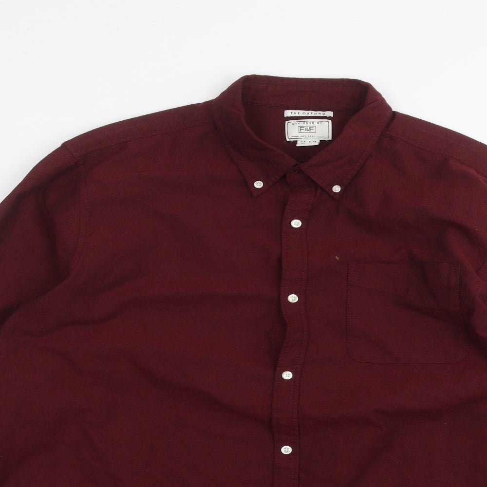 F&F Mens Red    Dress Shirt Size XL