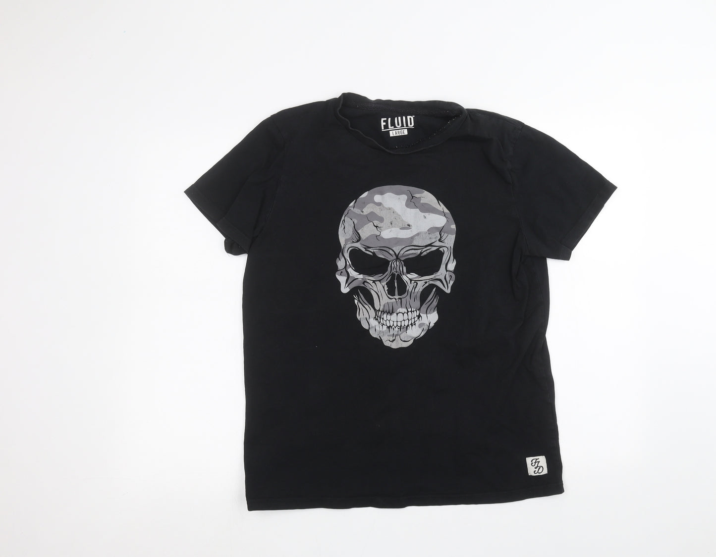 Fluid Mens Black    T-Shirt Size L