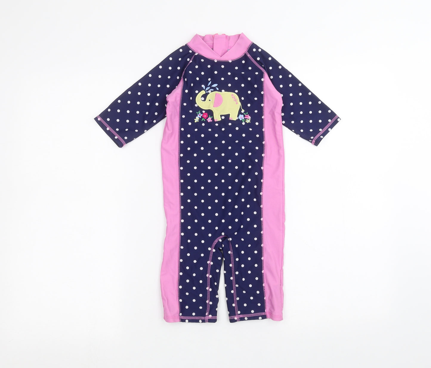 JoJo Maman Girls Blue Polka Dot  Coverall One-Piece Size 4-5 Years