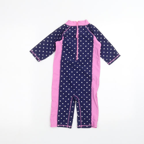 JoJo Maman Girls Blue Polka Dot  Coverall One-Piece Size 4-5 Years