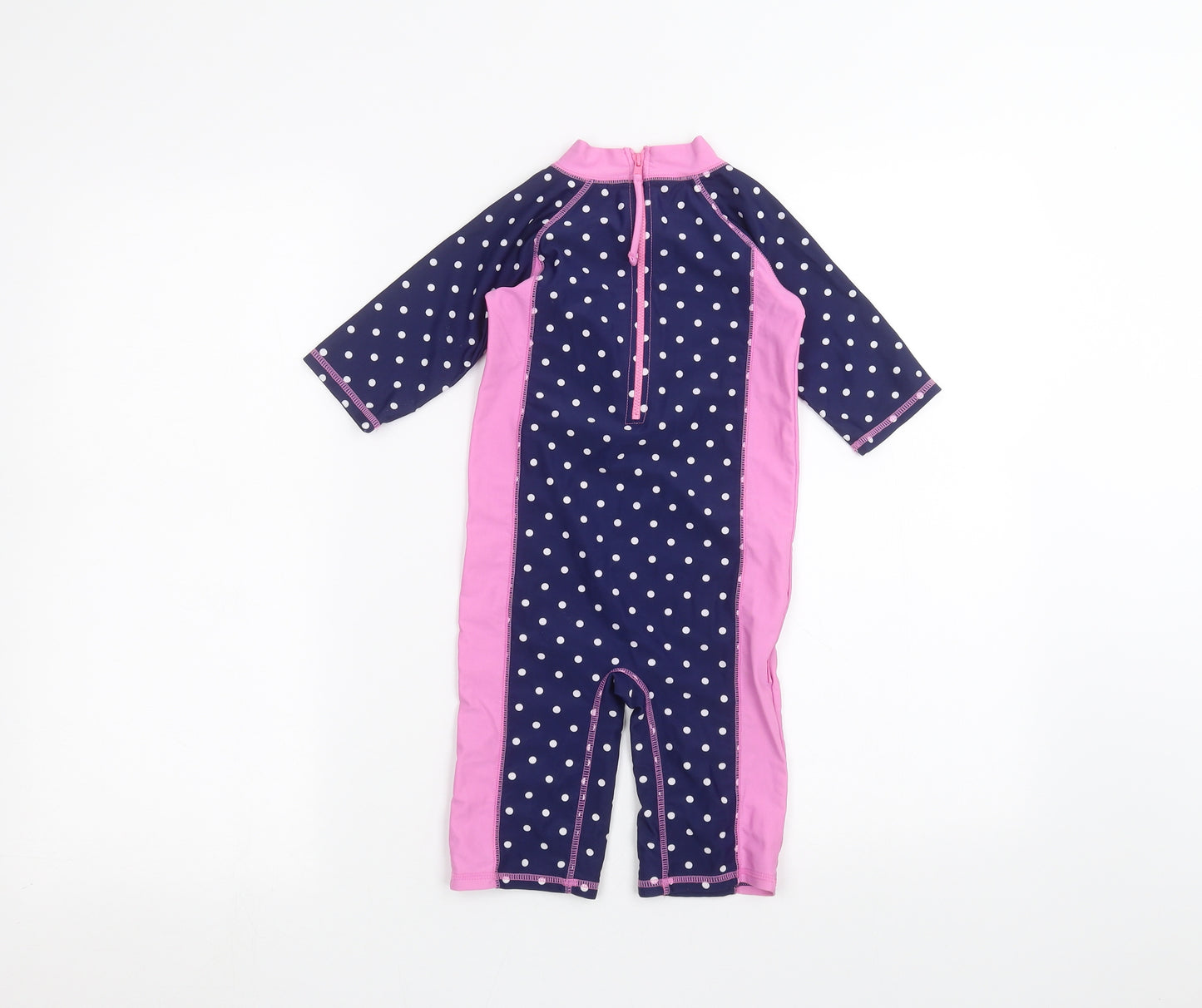 JoJo Maman Girls Blue Polka Dot  Coverall One-Piece Size 4-5 Years
