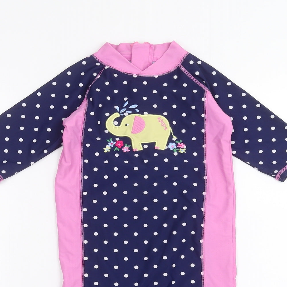 JoJo Maman Girls Blue Polka Dot  Coverall One-Piece Size 4-5 Years