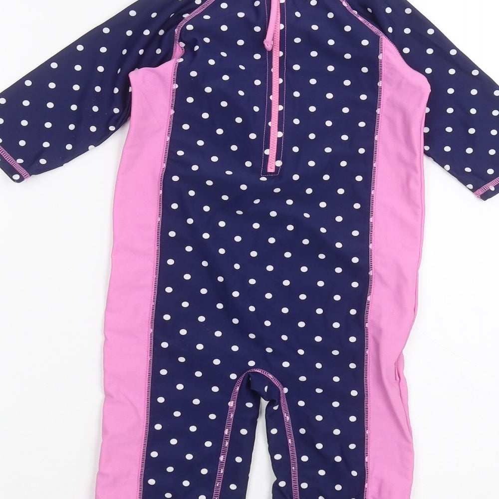 JoJo Maman Girls Blue Polka Dot  Coverall One-Piece Size 4-5 Years