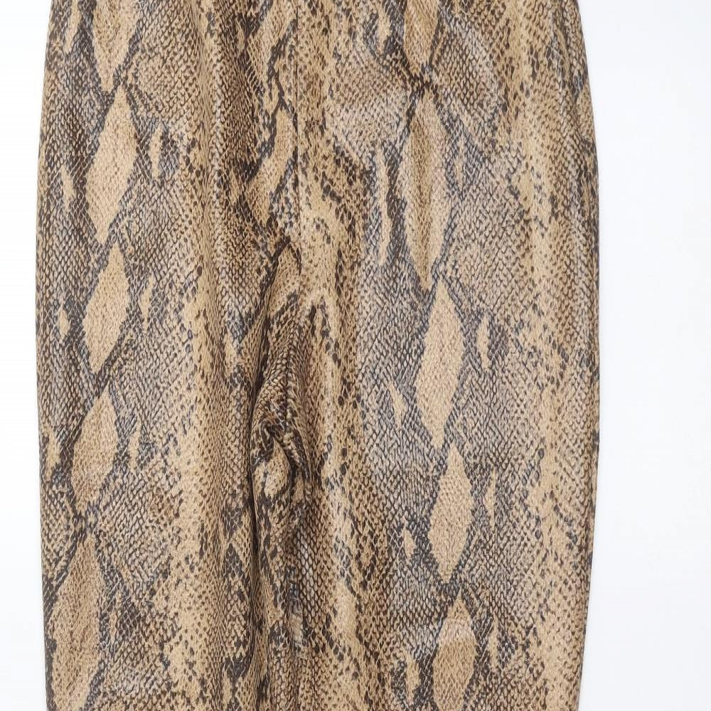 Zara Womens Brown Animal Print  Trousers  Size L L26 in