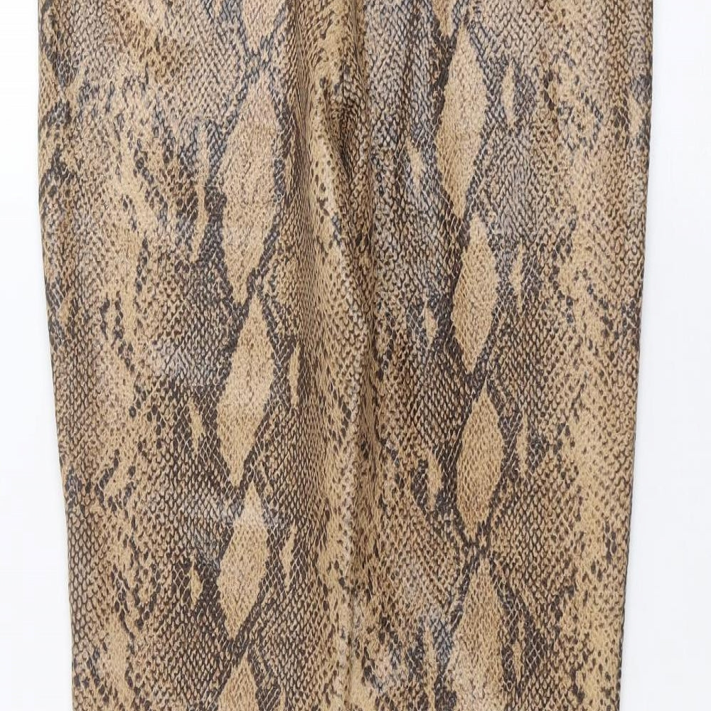 Zara Womens Brown Animal Print  Trousers  Size L L26 in