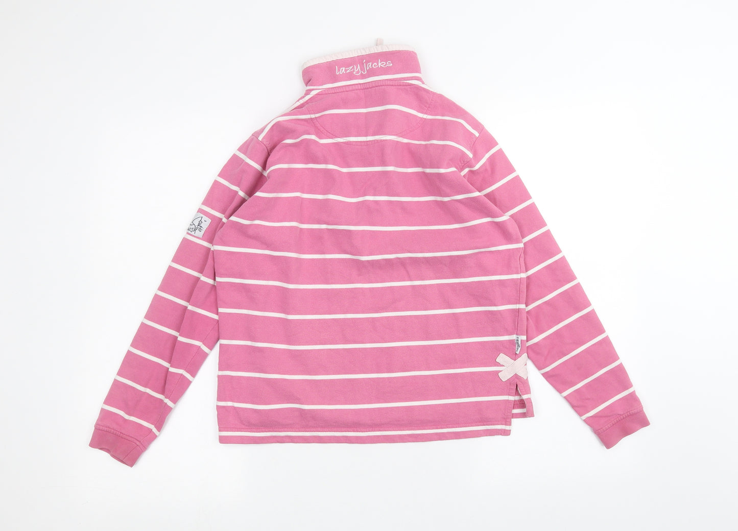 Lazy Jacks Girls Pink Striped  Pullover Jumper Size 12-13 Years