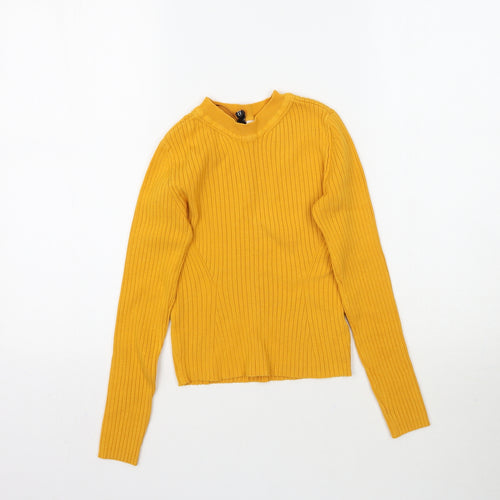 H&M Womens Yellow  Knit Pullover Jumper Size XS