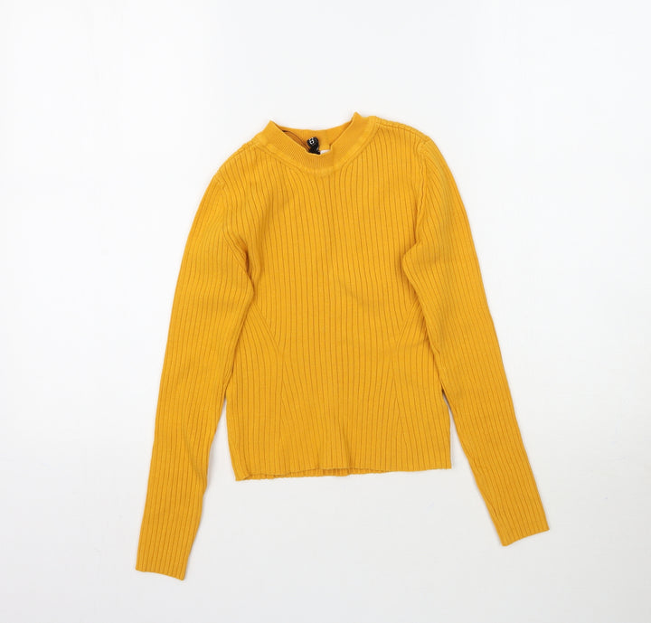 H&M Womens Yellow  Knit Pullover Jumper Size XS