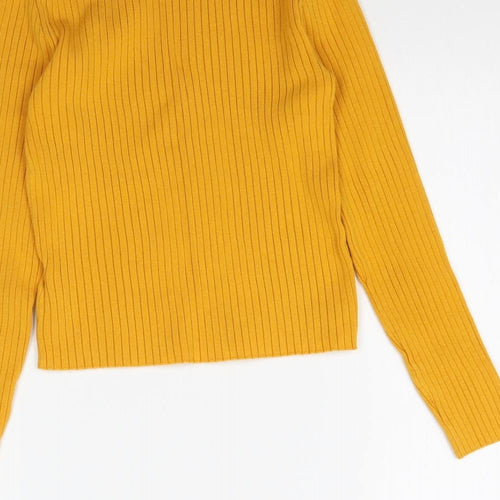 H&M Womens Yellow  Knit Pullover Jumper Size XS