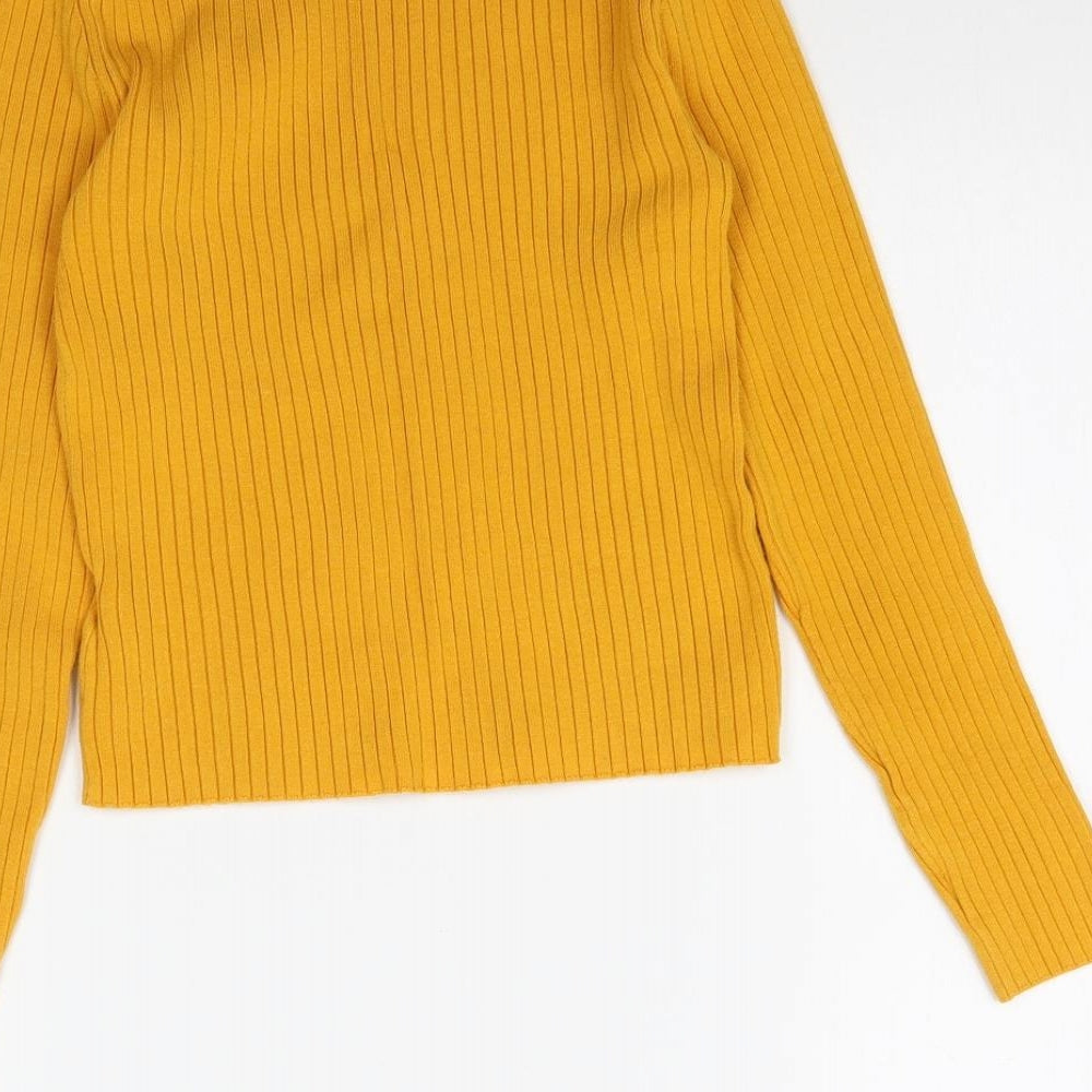 H&M Womens Yellow  Knit Pullover Jumper Size XS