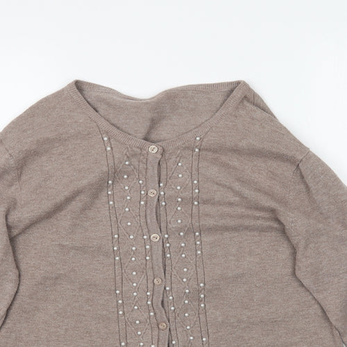 Preworn Womens Beige  Knit Cardigan Jumper Size L