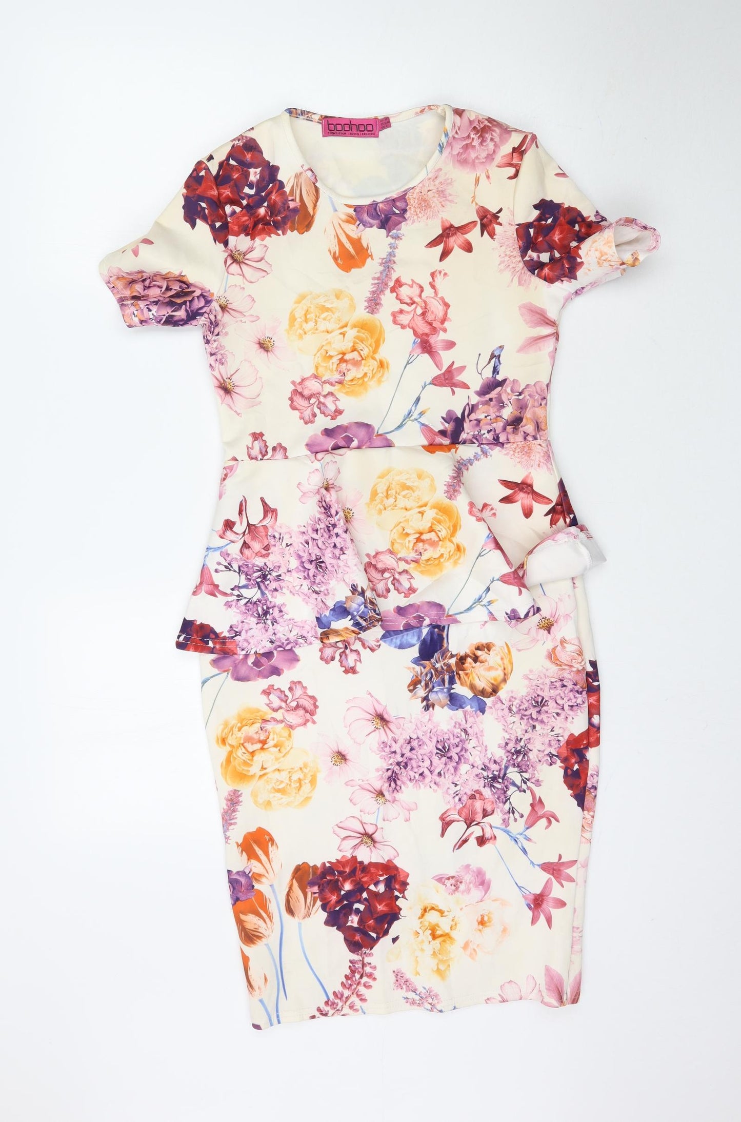 Boohoo Womens Multicoloured Floral  Pencil Dress  Size 12