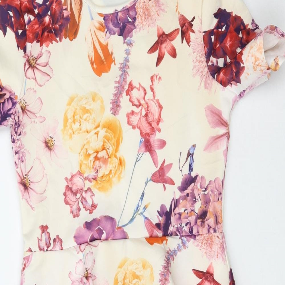 Boohoo Womens Multicoloured Floral  Pencil Dress  Size 12