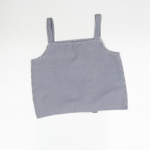 Primark Girls Blue Plaid  Basic Tank Size 12-13 Years  - Tie Detail Check print