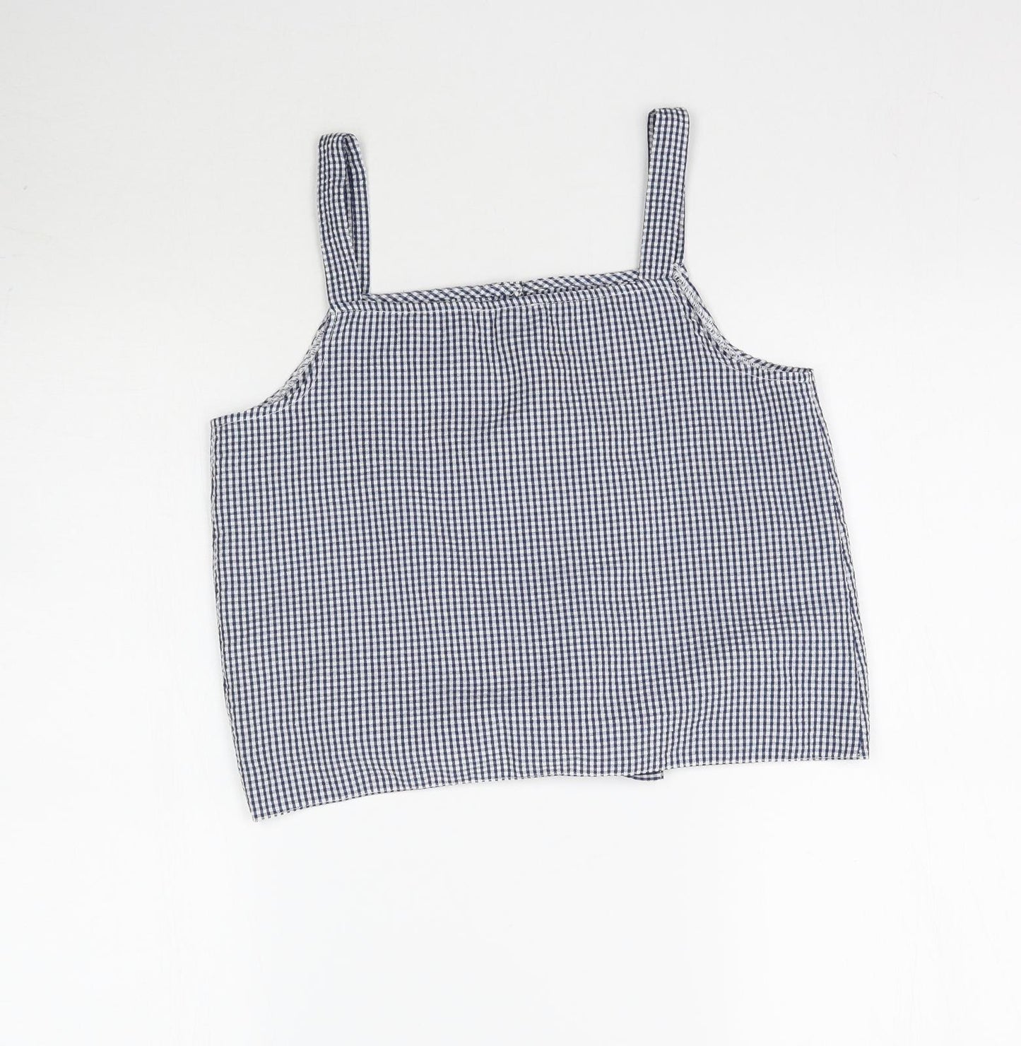 Primark Girls Blue Plaid  Basic Tank Size 12-13 Years  - Tie Detail Check print