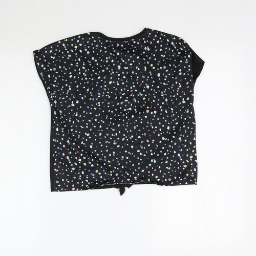 George Girls Black   Basic T-Shirt Size 8-9 Years  - Tie detail