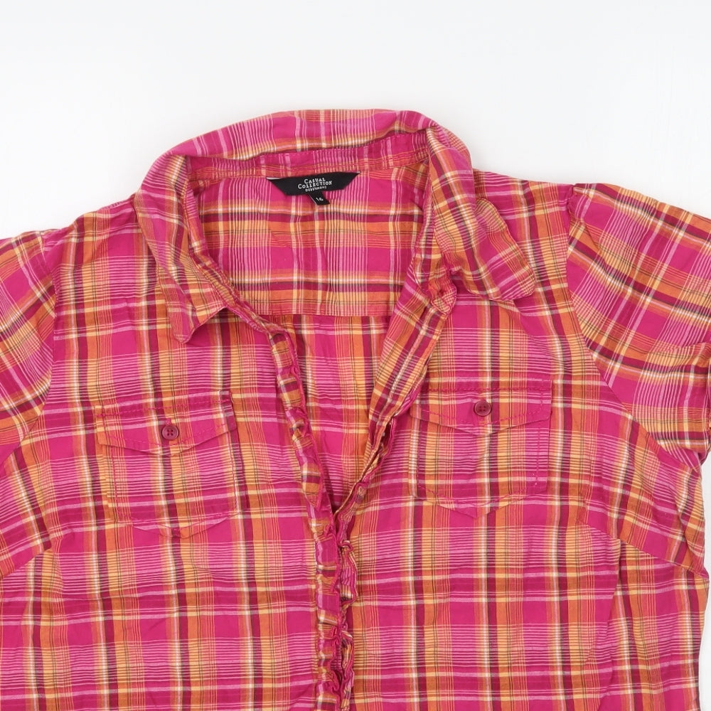 Debenhams Womens Pink Plaid  Basic Button-Up Size 16