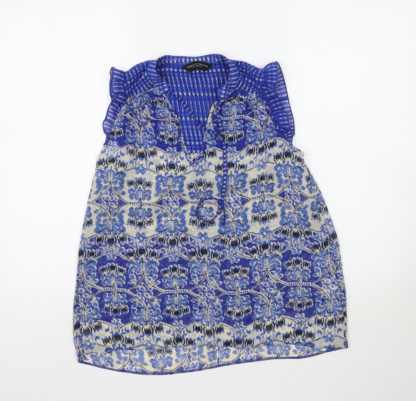 Dorothy Perkins Womens Blue Floral  Basic Blouse Size 8