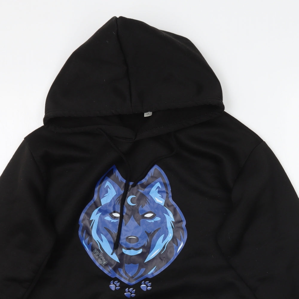 Preworn Mens Black   Pullover Hoodie Size 2XL  - Wolf