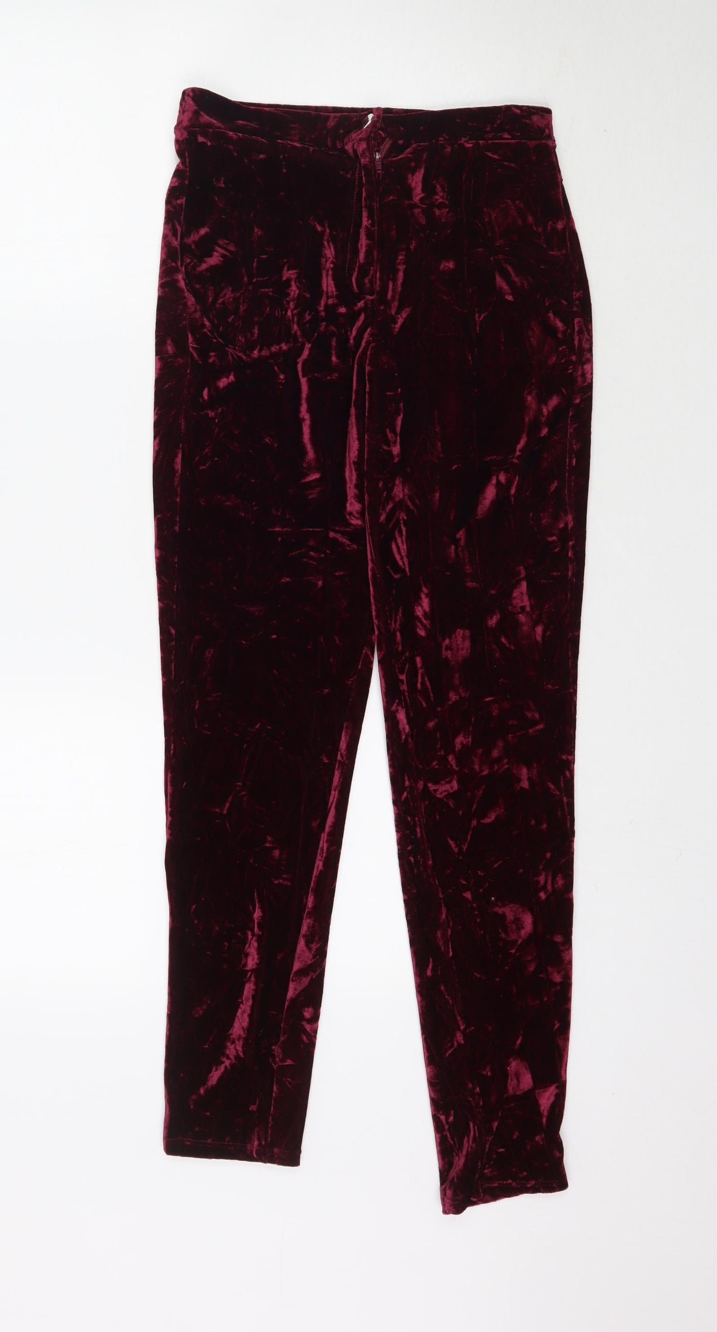 Atmosphere Womens Red  Velour Trousers  Size 8 L28 in
