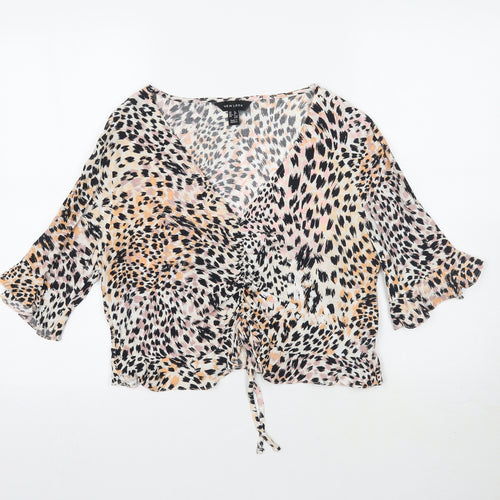 New Look Womens Multicoloured Animal Print  Basic Blouse Size 12